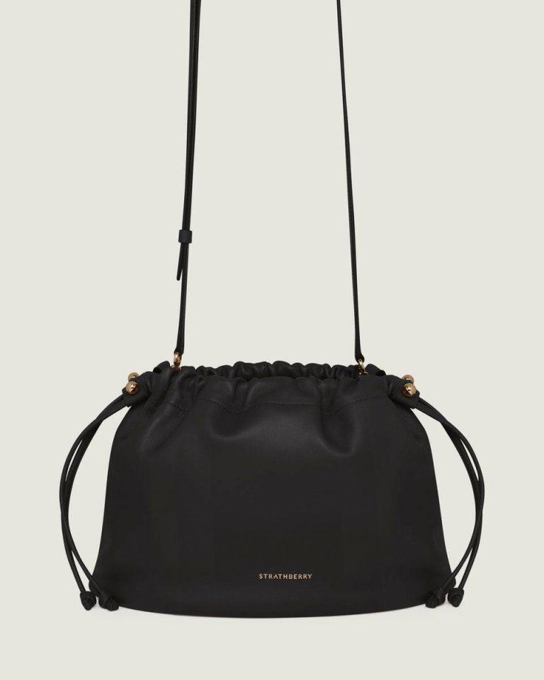 Women Charlotte Midi Drawstring Strathberry Shoulder Bags Black - Image 3
