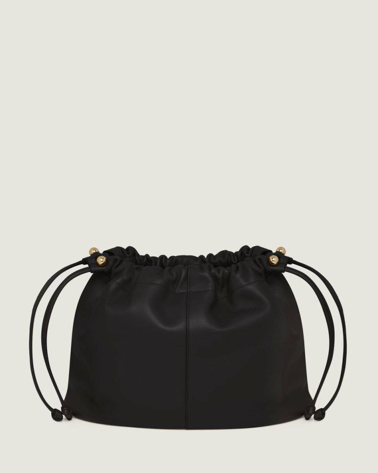Women Charlotte Midi Drawstring Strathberry Shoulder Bags Black - Image 4