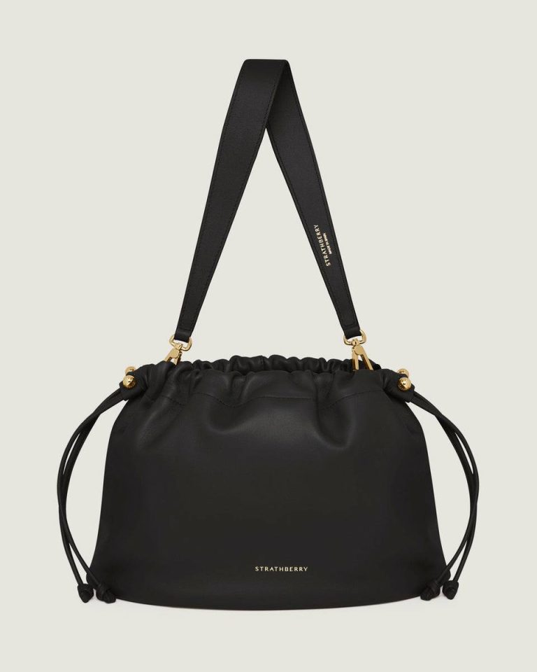 Women Charlotte Midi Drawstring Strathberry Shoulder Bags Black - Image 5