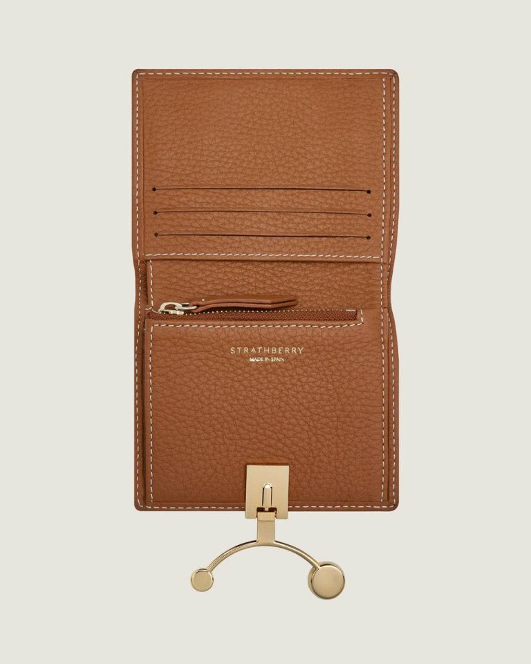 Women Crescent Wallet Wallets Tan With Vanilla Stitch Strathberry