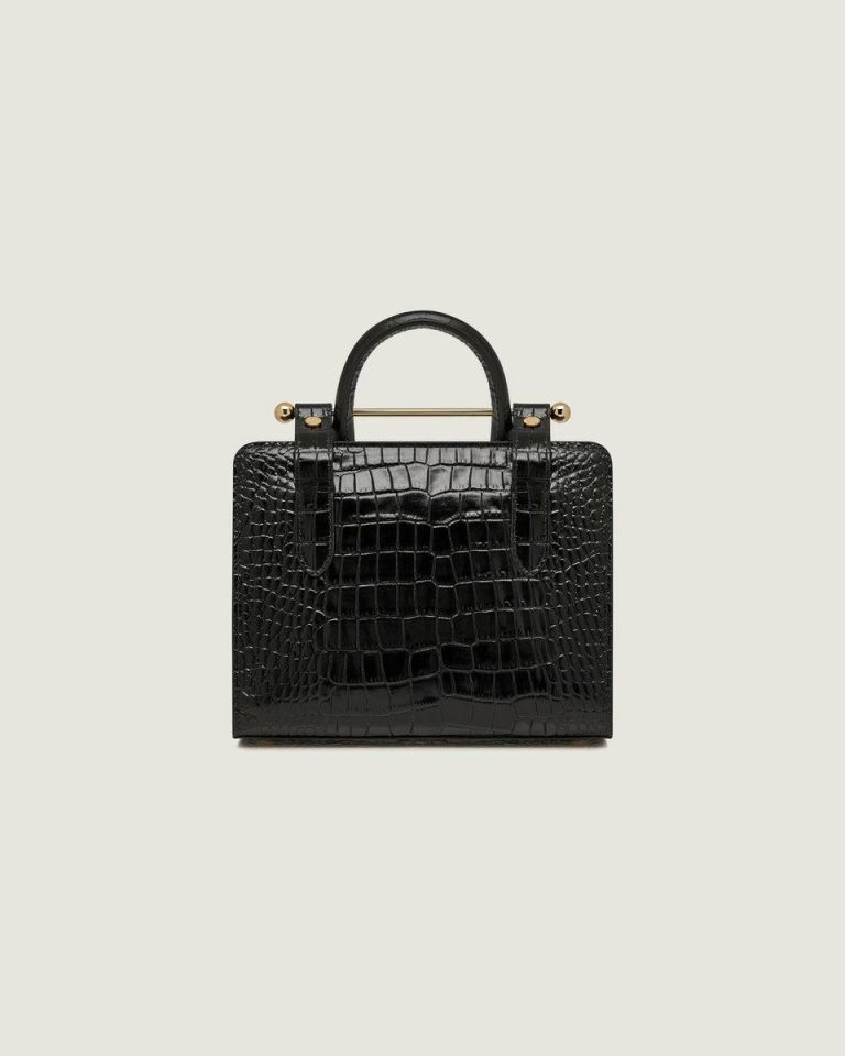 Women Croc-Embossed Leather Black Embossed Edit Bags Mini Tote Strathberry - Image 4
