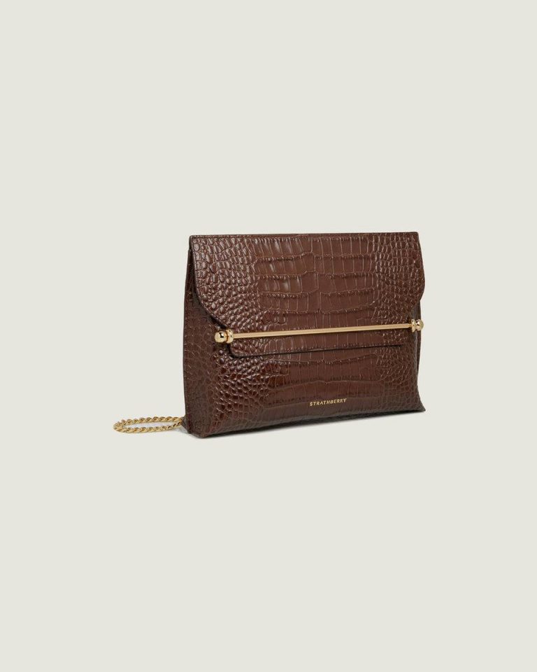 Women Croc-Embossed Leather Chocolate Stylist Embossed Edit Bags Strathberry - Image 2