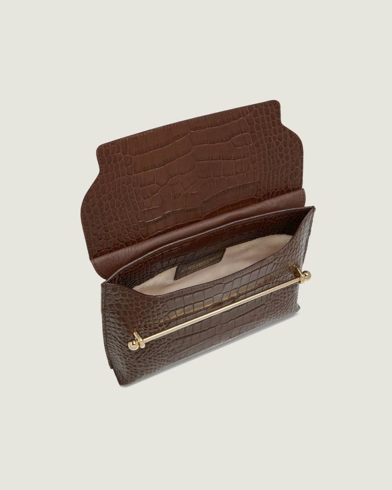 Women Croc-Embossed Leather Chocolate Stylist Embossed Edit Bags Strathberry - Image 5