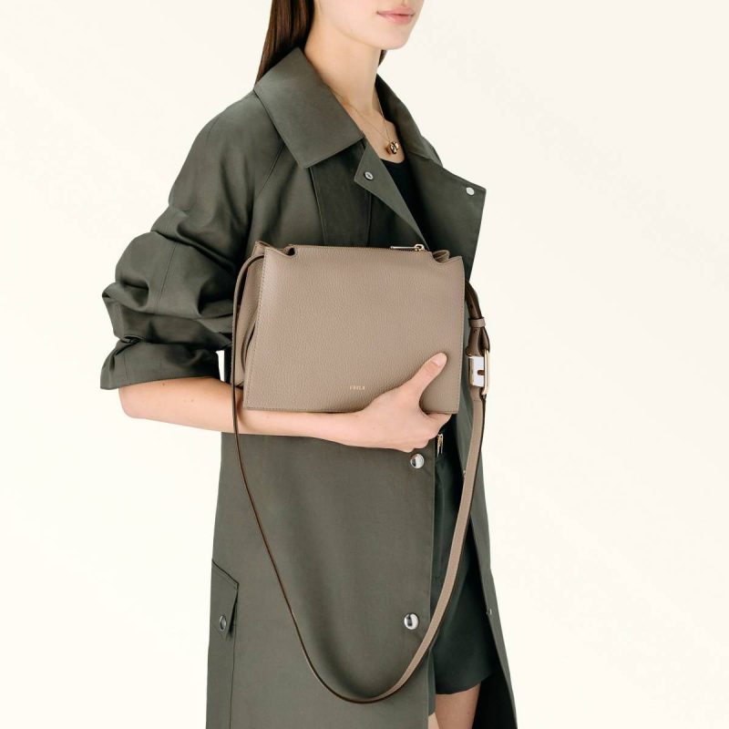 Women Crossbodies Furla Nuvola Crossbody S Stucco Gray - Image 2