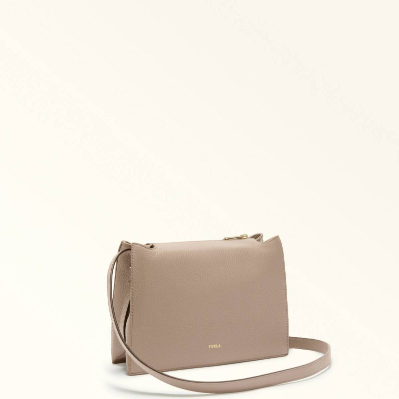 Women Crossbodies Furla Nuvola Crossbody S Stucco Gray - Image 3