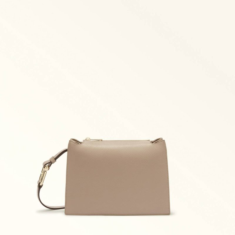 Women Crossbodies Furla Nuvola Crossbody S Stucco Gray