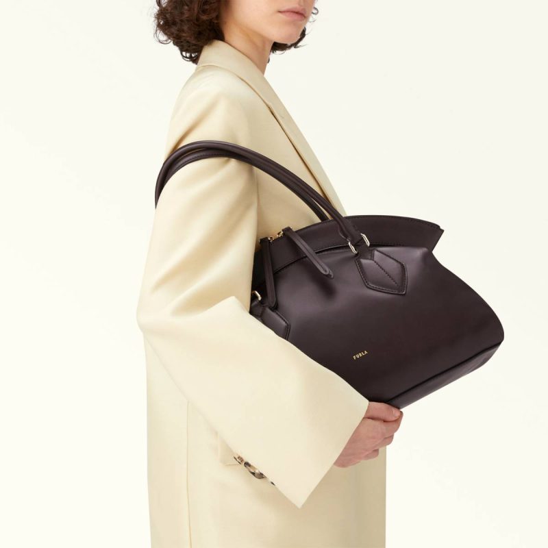 Women Dark Coffee Furla Erica Tote M Totes - Image 2