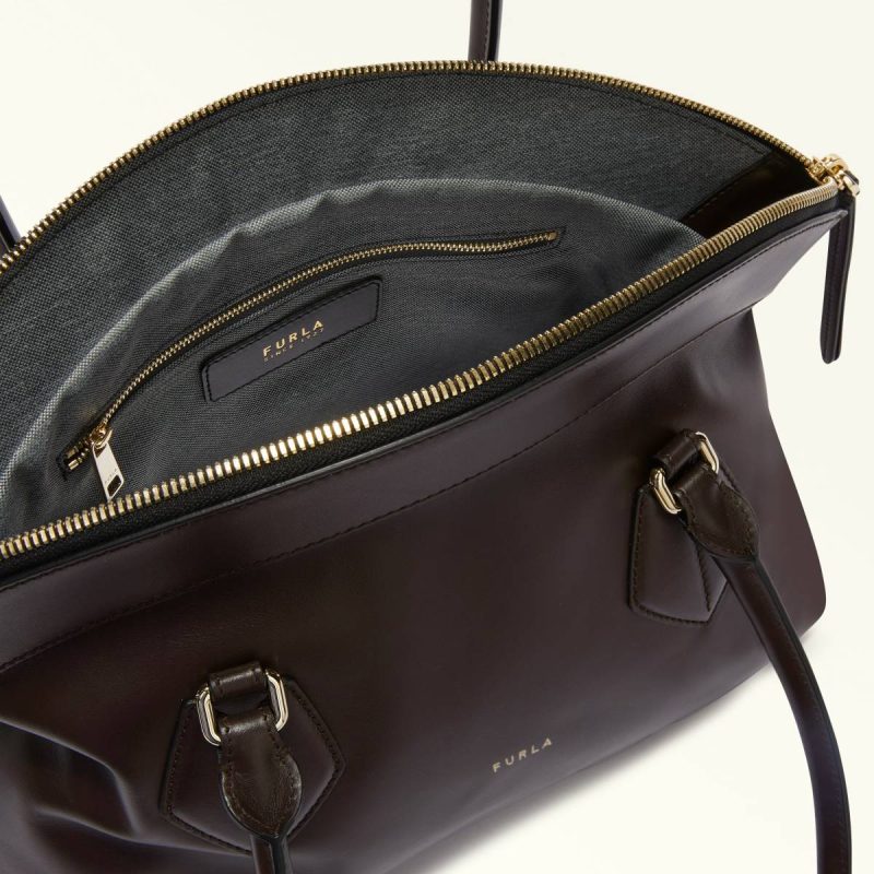 Women Dark Coffee Furla Erica Tote M Totes - Image 4