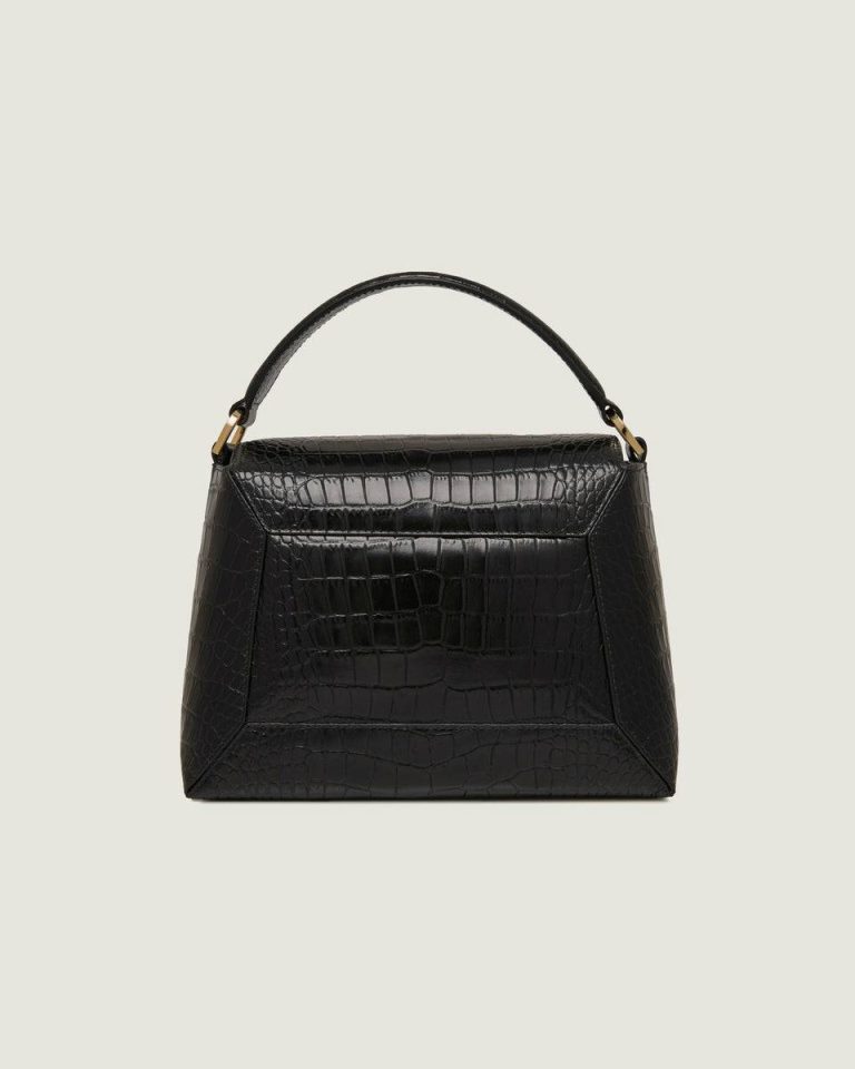 Women Embossed Edit Bags Mosaic Bag Soft Croc-Embossed Leather Black Strathberry - Image 4
