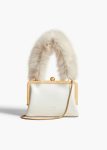 Women Evening Small Lilith Evening Bag In Optic White Crackle Patent Leather With Shearling Optic White Khaite