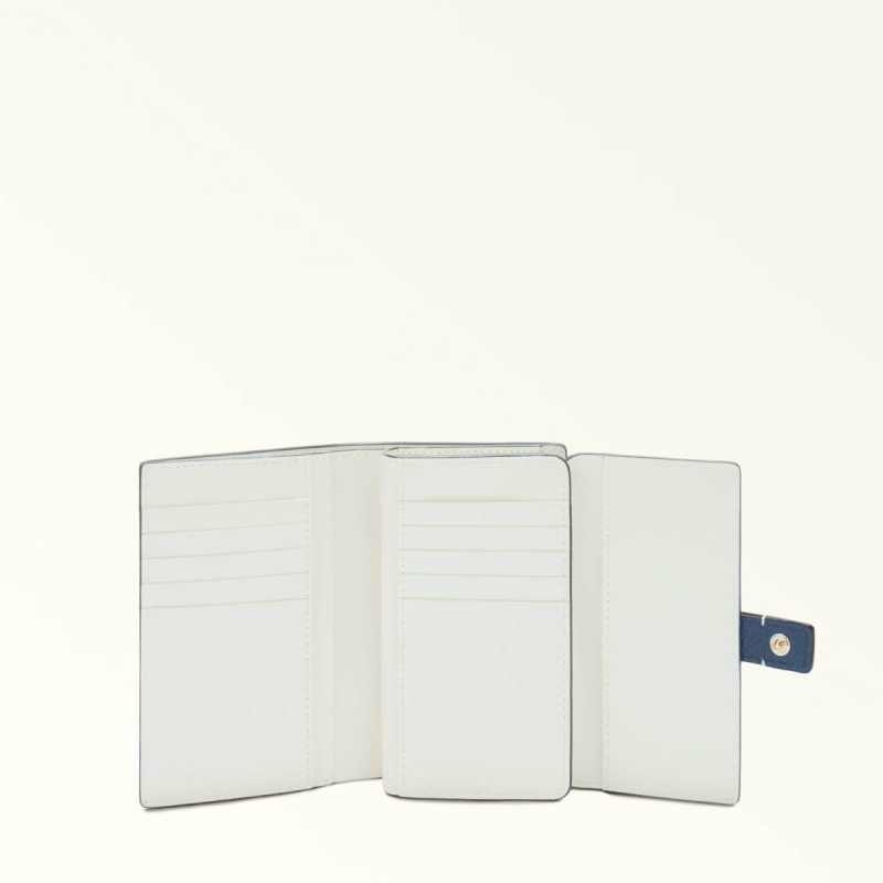 Women Furla Grazia Compact Wallet M Denim+Nuvola+Panna Wallets - Image 4