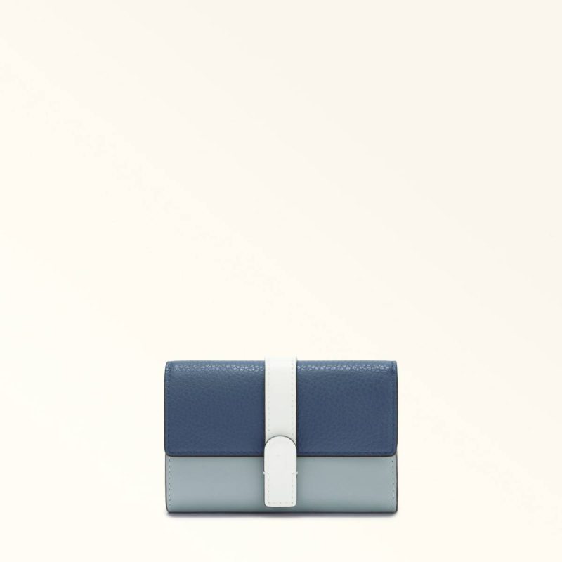 Women Furla Grazia Compact Wallet M Denim+Nuvola+Panna Wallets