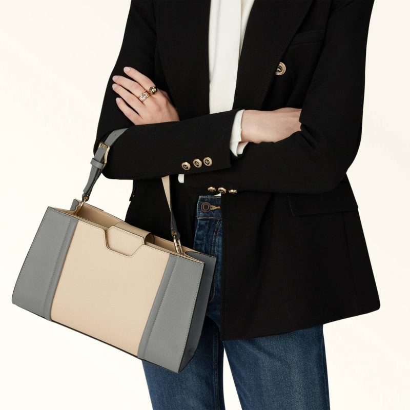 Women Furla Riva Tote M Totes Ballerina I+Cenere - Image 2
