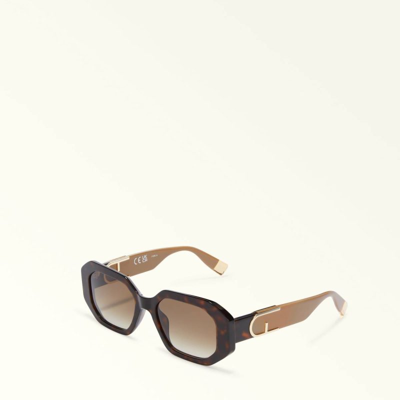 Women Furla Sunglasses Sunglasses Dark Havana+Greige - Image 2