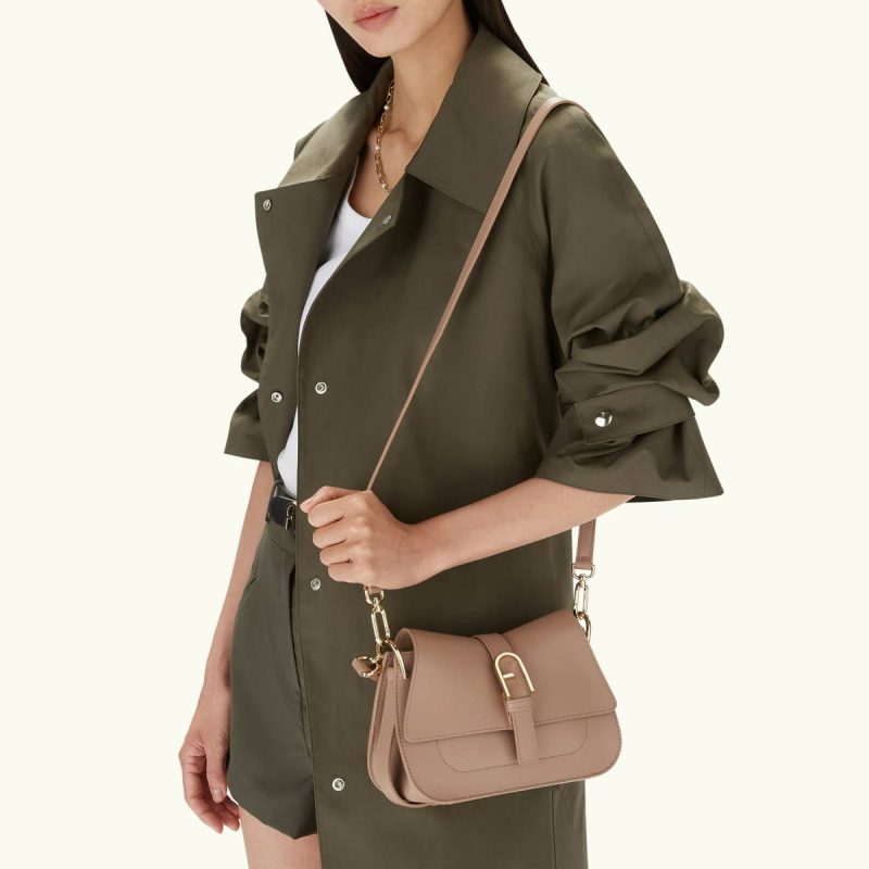 Women Greige Furla Flow Top Handle Mini Top Handles - Image 2