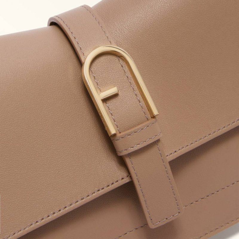 Women Greige Furla Flow Top Handle Mini Top Handles - Image 5
