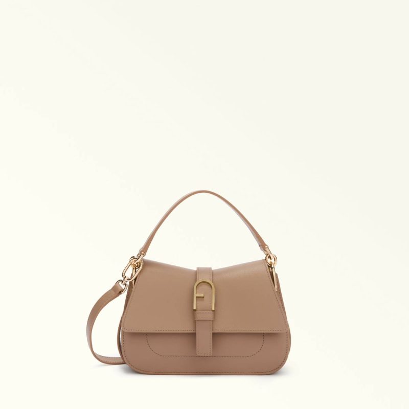 Women Greige Furla Flow Top Handle Mini Top Handles