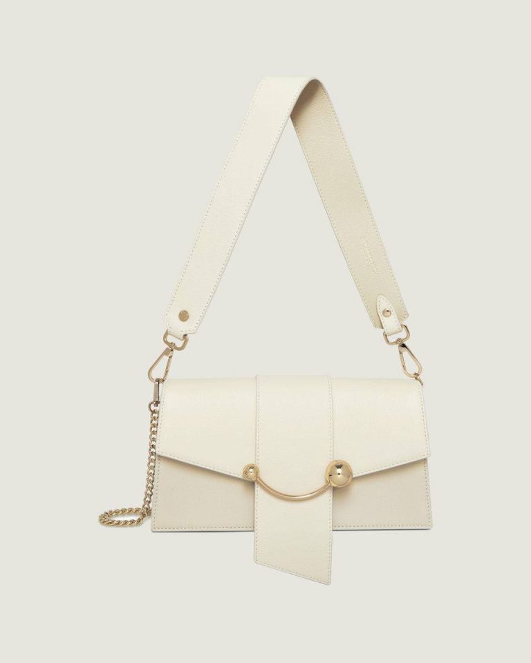 Women Mini Crescent Strathberry Evening Bags Vanilla/Diamond - Image 3