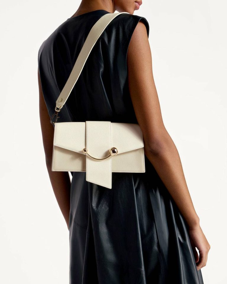 Women Mini Crescent Strathberry Evening Bags Vanilla/Diamond