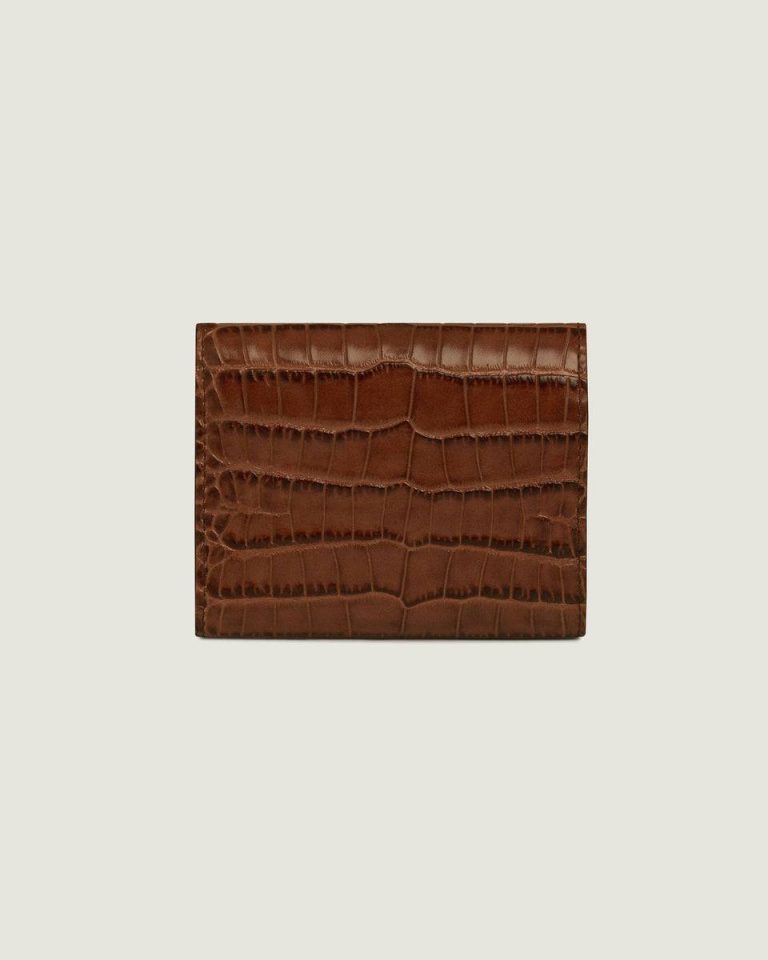 Women Mosaic Trifold Wallet Soft Croc-Embossed Leather Walnut Wallets Strathberry - Image 3