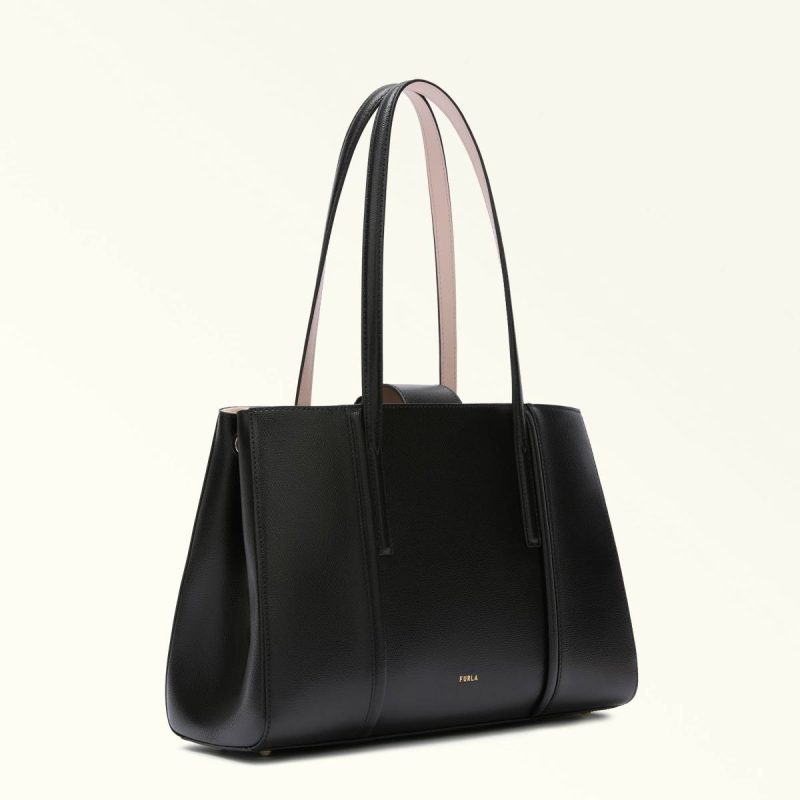 Women Nero Furla Riva Tote L Totes - Image 3