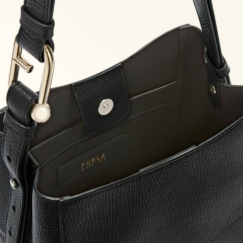 Women Nero Shoulder Bags Furla Nuvola Bucket Bag Mini - Image 4