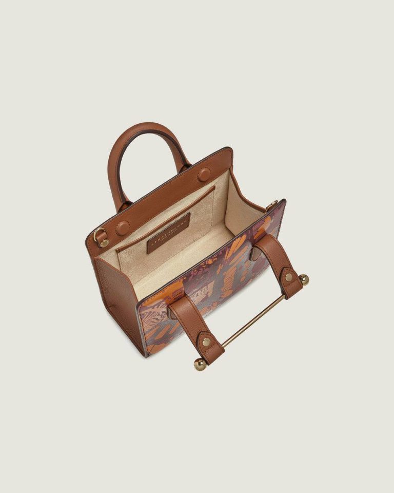 Women Raspberry/Chestnut Butterfly Print Strathberry Totes & Top Handle Bags Nano Tote - Image 5