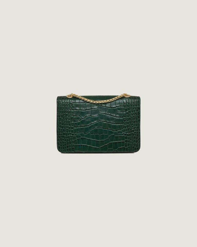 Women Shoulder Bags Croc-Embossed Leather Bottle Green Strathberry East/West Mini - Image 4