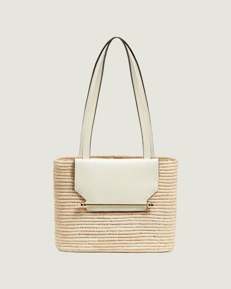 Women Shoulder Bags The Strathberry Basket (Small) Raffia/Leather Vanilla - Image 3