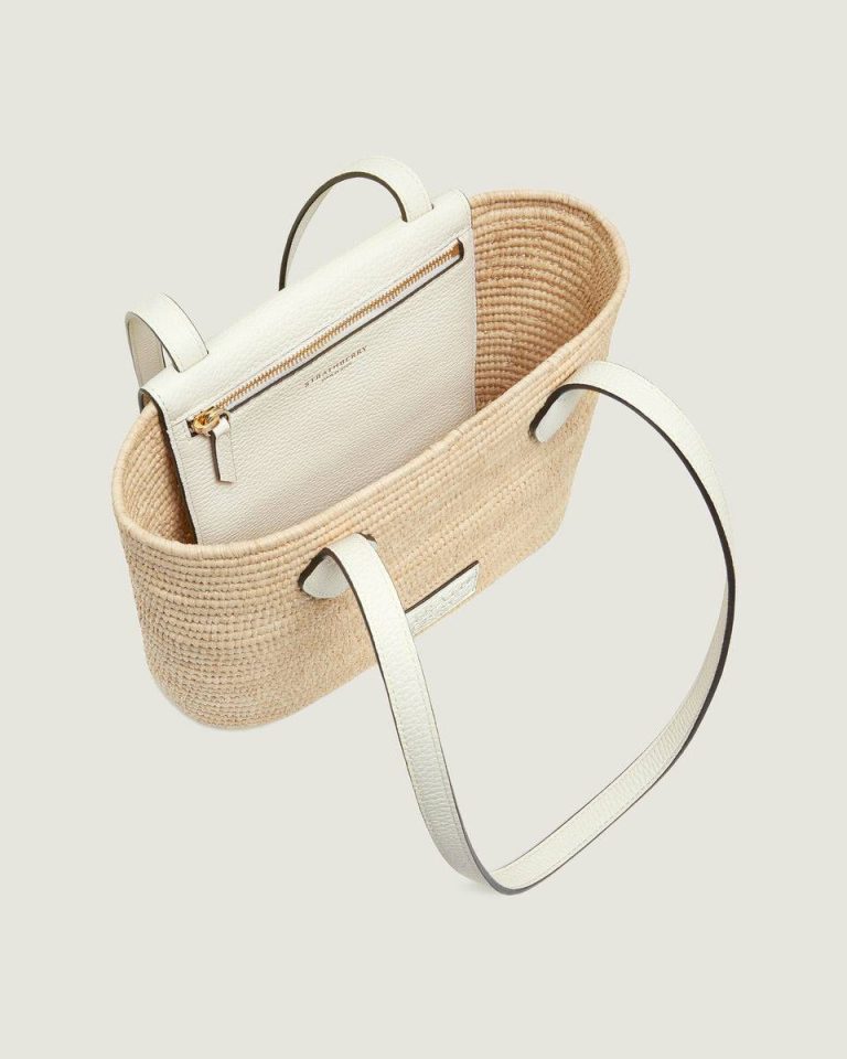 Women Shoulder Bags The Strathberry Basket (Small) Raffia/Leather Vanilla - Image 5