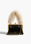 Women Small Lilith Evening Bag In Black Crackle Patent Leather With Shearling Evening Black Khaite