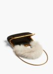 Women Small Lilith Evening Bag In Black Crackle Patent Leather With Shearling Evening Black Khaite - Image 3