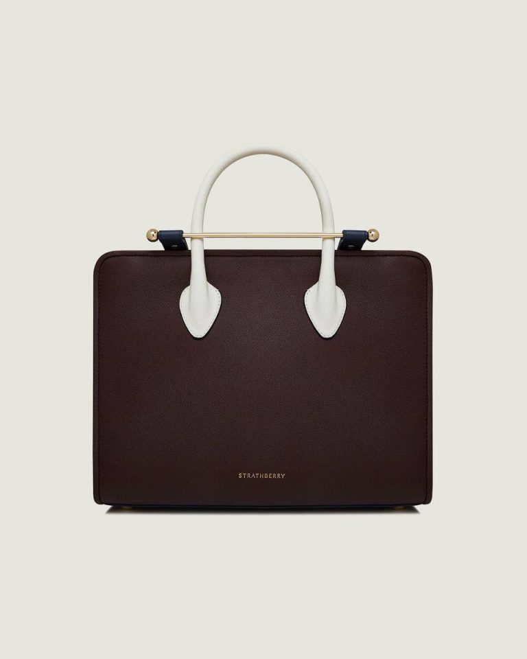 Women Strathberry Midi Tote Burgundy/Navy/Vanilla Shoulder Bags - Image 3