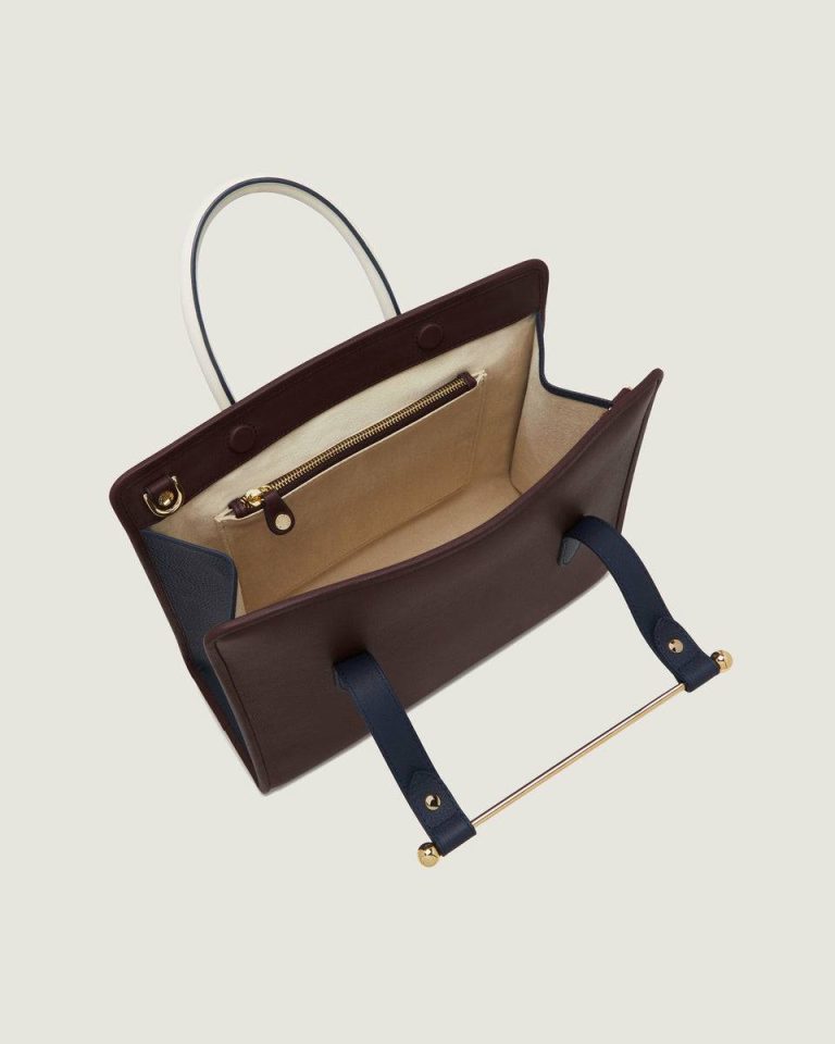 Women Strathberry Midi Tote Burgundy/Navy/Vanilla Shoulder Bags - Image 5