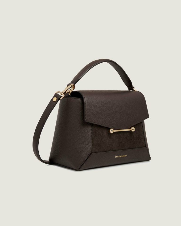 Women Strathberry Totes & Top Handle Bags Dark Chocolate Suede/Leather Mosaic Bag - Image 2