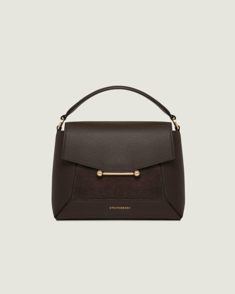 Women Strathberry Totes & Top Handle Bags Dark Chocolate Suede/Leather Mosaic Bag - Image 3