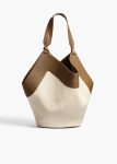 Women Totes Cream / Dark Olive Khaite Medium Lotus Tote In Dark Olive Leather And Cream Canvas