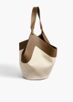 Women Totes Cream / Dark Olive Khaite Medium Lotus Tote In Dark Olive Leather And Cream Canvas - Image 2