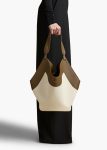 Women Totes Cream / Dark Olive Khaite Medium Lotus Tote In Dark Olive Leather And Cream Canvas - Image 5