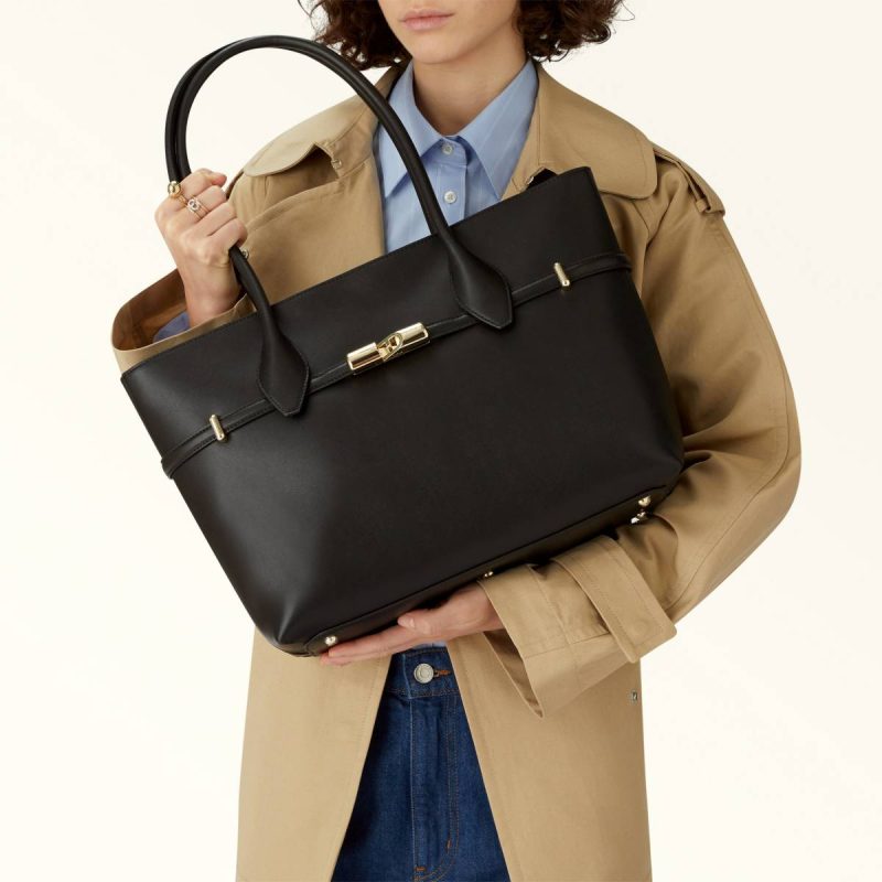 Women Totes Nero Furla Goccia Tote L - Image 2