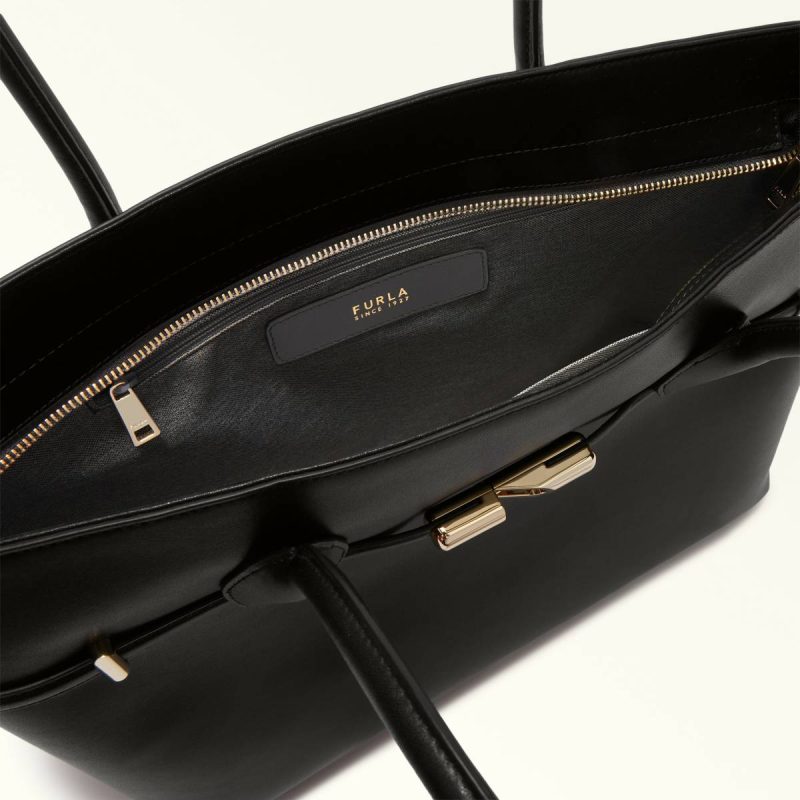 Women Totes Nero Furla Goccia Tote L - Image 4