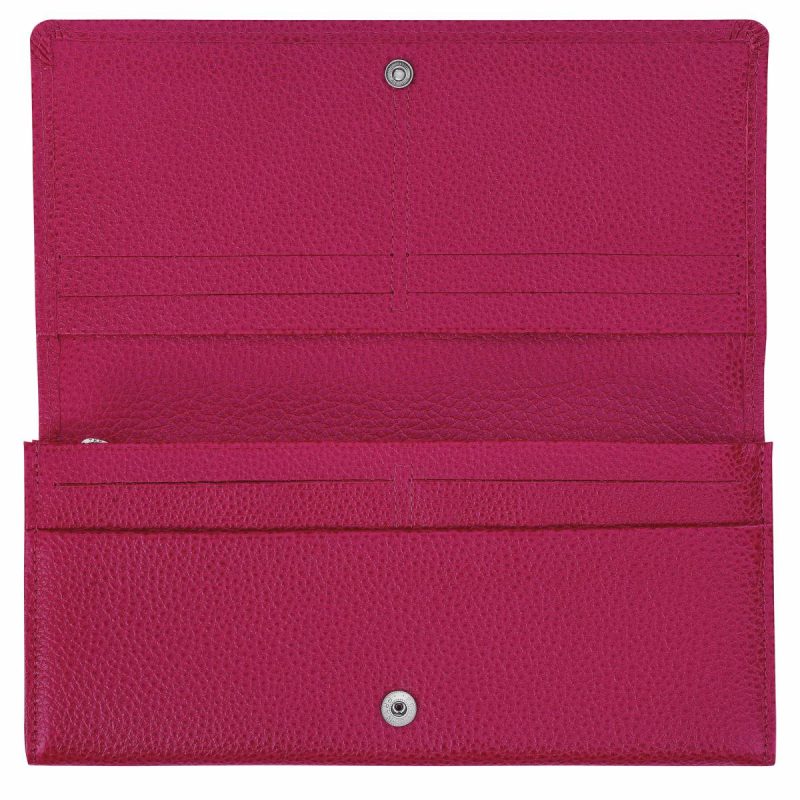 Beetroot Leather Wallets Women Le Foulonné Continental Wallet Beetroot - Leather Longchamp - Image 3