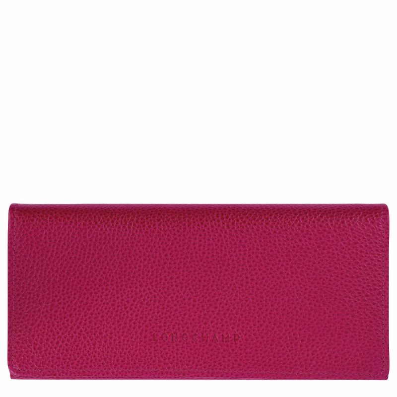 Beetroot Leather Wallets Women Le Foulonné Continental Wallet Beetroot - Leather Longchamp