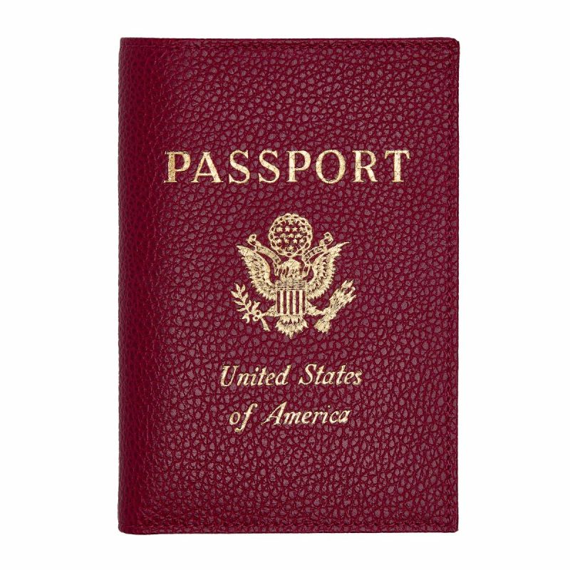 Beetroot Pouches & Cases Women Le Foulonné Passport Cover Beetroot - Leather Longchamp