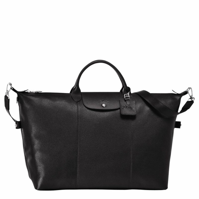 Black Le Foulonné Xl Travel Bag Black - Leather Women Longchamp Travel Bags