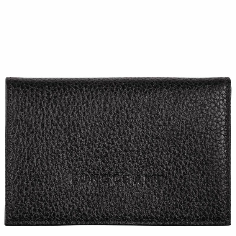 Black Longchamp Cardholders & Coin Purses Le Foulonné Card Holder Black - Leather Women