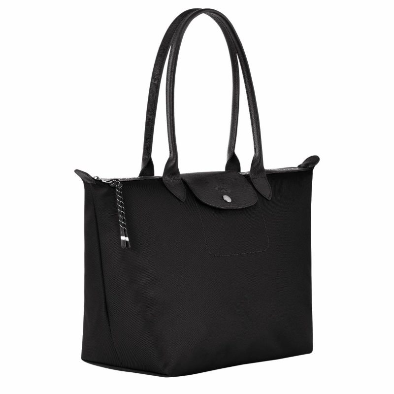 Black Longchamp Le Pliage Energy L Tote Bag Black - Recycled Canvas Women Shoulder Bags - Image 2