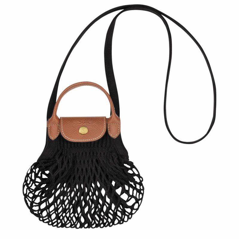 Black Mini Bags Women Longchamp Le Pliage Filet Xs Mesh Bag Black - Canvas