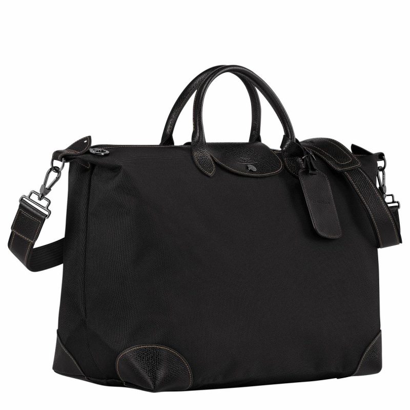 Black Women Longchamp Boxford L Travel Bag Black - Recycled Canvas Travel Bags - Image 2