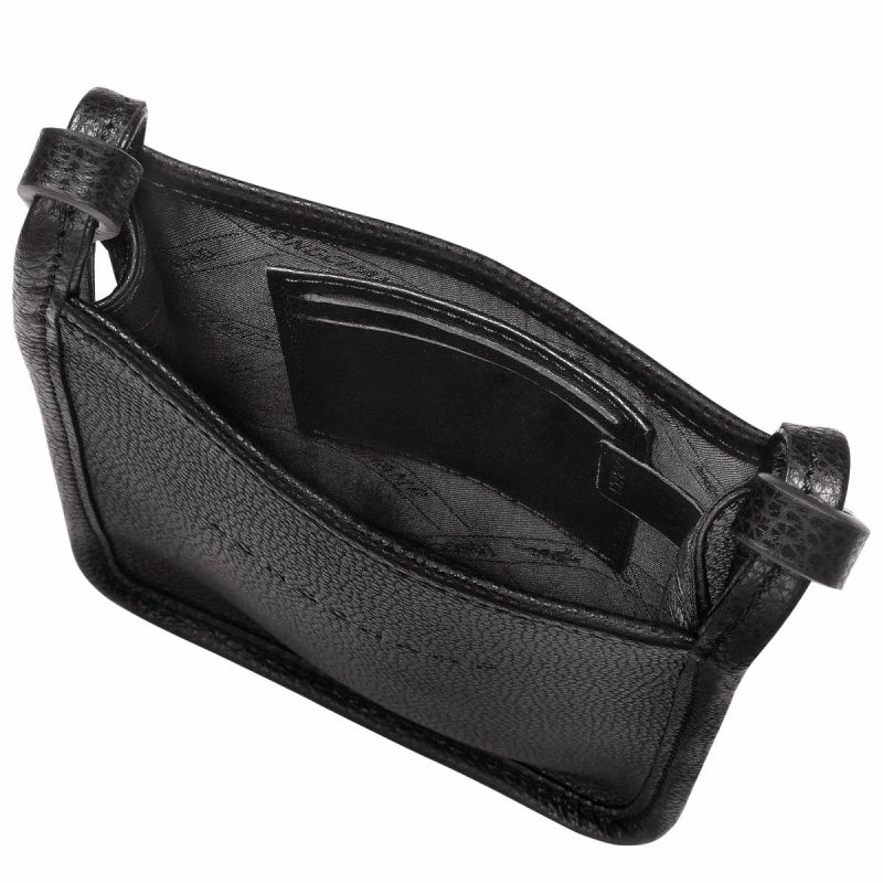 Black Women Longchamp Phone Cases Le Foulonné Phone Case Black - Leather - Image 3